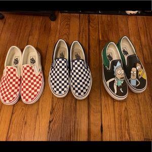 3 vans. Slip on size 9.5 each.
